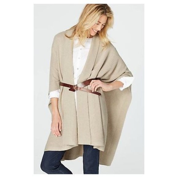 J. Jill | Sweaters | Jjill Beige Open Front Poncho Ruana Sweater One ...